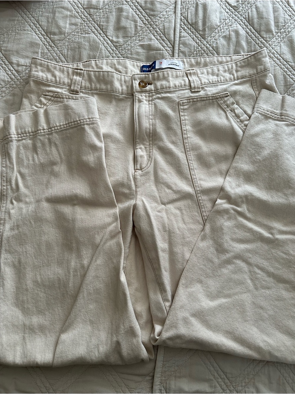 100% cotton cream Old Navy high rise straight carpenter painters pant